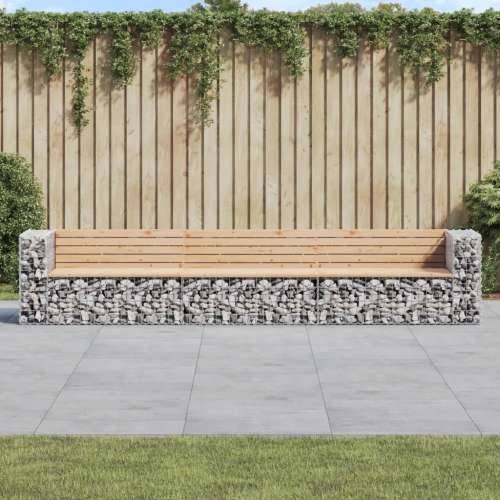 Vrtna klupa s gabionskim dizajnom 347x71x65,5 cm od borovine - Prirodna boja bora 1 Cijena