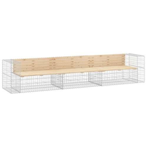 Vrtna klupa s gabionskim dizajnom 347x71x65,5 cm od borovine - Prirodna boja bora 1 Cijena