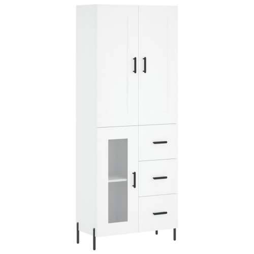 Visoka komoda bijela 69,5x34x180 cm konstruirano drvo - Bijela 1 1 staklena vrata 3 ladice Cijena