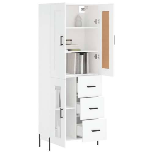 Visoka komoda bijela 69,5x34x180 cm konstruirano drvo - Bijela 1 1 staklena vrata 3 ladice Cijena
