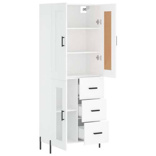 Visoka komoda bijela 69,5x34x180 cm konstruirano drvo - Bijela 1 1 staklena vrata 3 ladice Cijena