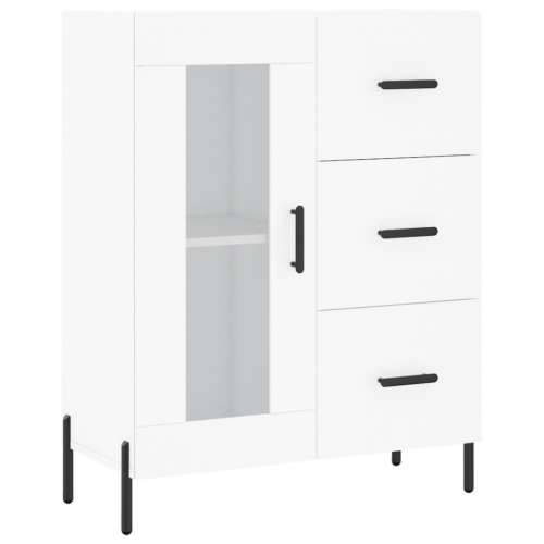 Visoka komoda bijela 69,5x34x180 cm konstruirano drvo - Bijela 1 1 staklena vrata 3 ladice Cijena