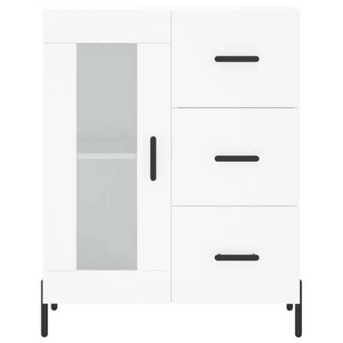 Visoka komoda bijela 69,5x34x180 cm konstruirano drvo - Bijela 1 1 staklena vrata 3 ladice Cijena