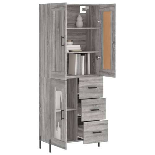 Visoka komoda siva sonome 69,5x34x180 cm od konstruiranog drva - Sivi hrast sonoma 1 1 staklena vrata 3 ladice Cijena