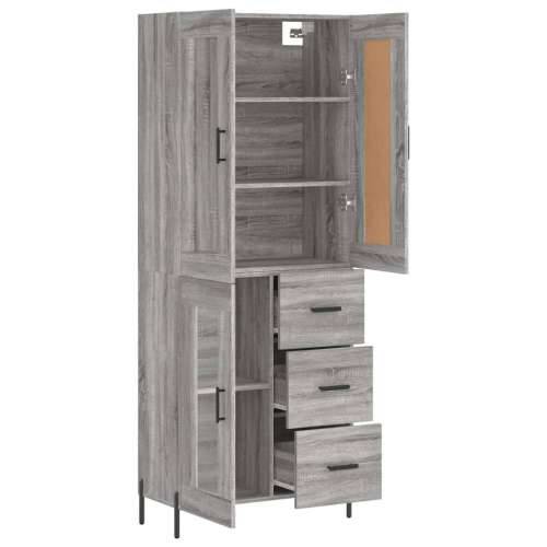 Visoka komoda siva sonome 69,5x34x180 cm od konstruiranog drva - Sivi hrast sonoma 1 1 staklena vrata 3 ladice Cijena