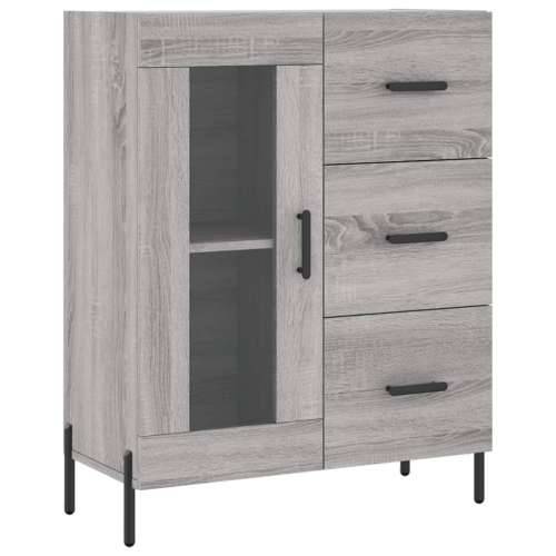 Visoka komoda siva sonome 69,5x34x180 cm od konstruiranog drva - Sivi hrast sonoma 1 1 staklena vrata 3 ladice Cijena