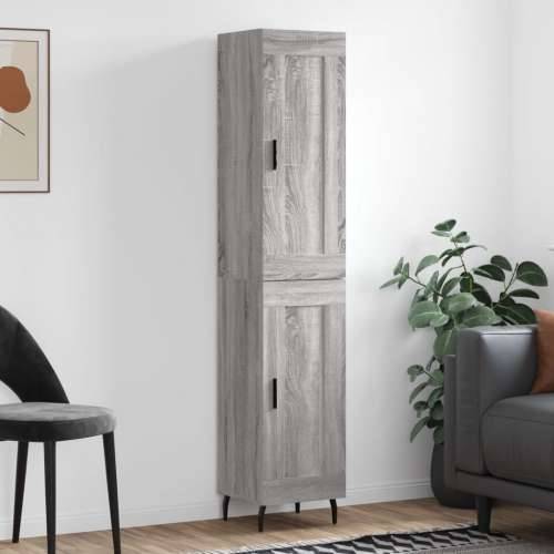 Visoka komoda siva sonome 34,5x34x180 cm od konstruiranog drva - Sivi hrast sonoma 1 1 drvena vrata Cijena