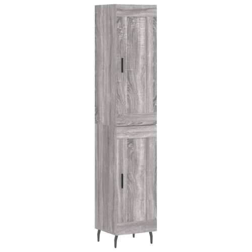 Visoka komoda siva sonome 34,5x34x180 cm od konstruiranog drva - Sivi hrast sonoma 1 1 drvena vrata Cijena