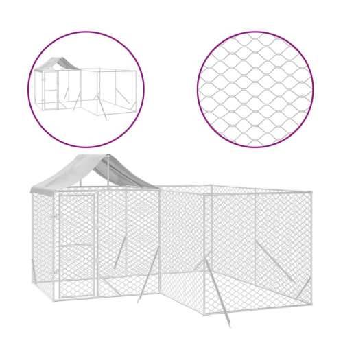 Vanjski kavez za pse s krovom srebrni 4x4x2,5 m pocinčani čelik Cijena