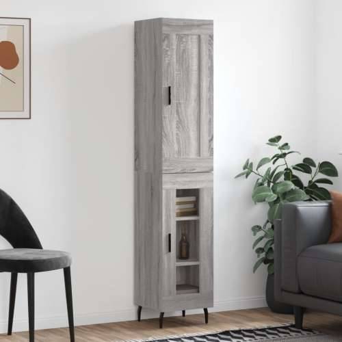 Visoka komoda siva sonome 34,5x34x180 cm od konstruiranog drva - Sivi hrast sonoma 1 1 staklena vrata Cijena