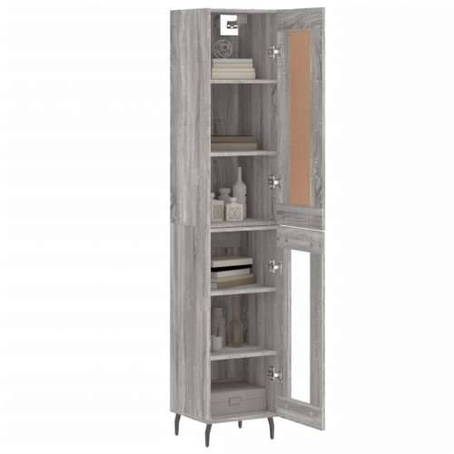 Visoka komoda siva sonome 34,5x34x180 cm od konstruiranog drva - Sivi hrast sonoma 1 1 staklena vrata Cijena
