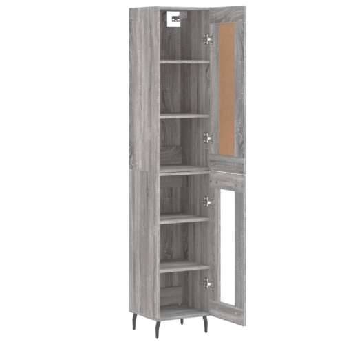 Visoka komoda siva sonome 34,5x34x180 cm od konstruiranog drva - Sivi hrast sonoma 1 1 staklena vrata Cijena