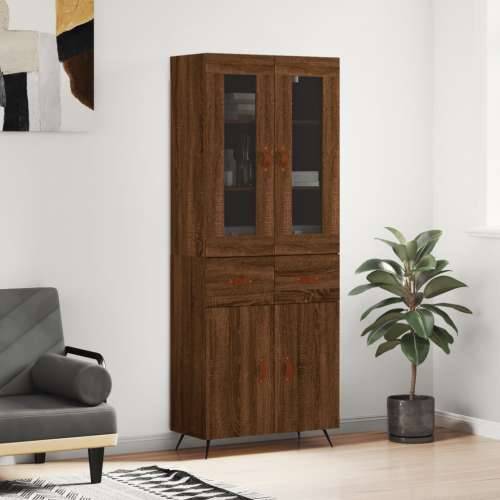 Visoka komoda boja hrasta 69,5x34x180 cm od konstruiranog drva - Smeđi hrast 1 2 vrata 2 ladice Cijena