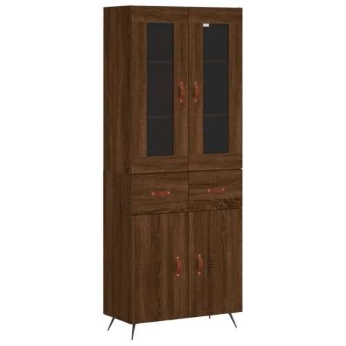 Visoka komoda boja hrasta 69,5x34x180 cm od konstruiranog drva - Smeđi hrast 1 2 vrata 2 ladice Cijena