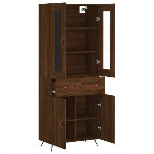Visoka komoda boja hrasta 69,5x34x180 cm od konstruiranog drva - Smeđi hrast 1 2 vrata 2 ladice Cijena