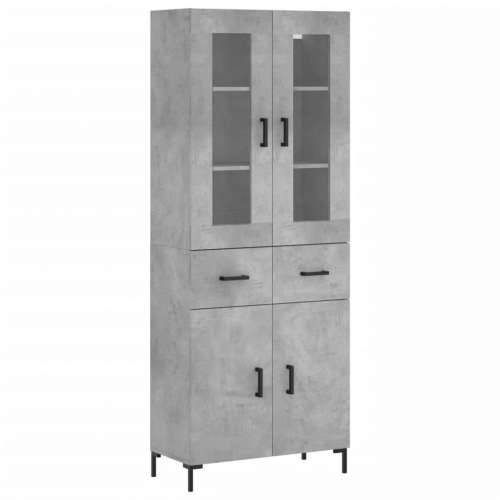 Visoka komoda siva betona 69,5x34x180 cm od konstruiranog drva - Beton siva 1 2 vrata 2 ladice Cijena