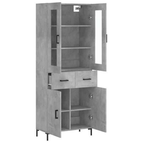 Visoka komoda siva betona 69,5x34x180 cm od konstruiranog drva - Beton siva 1 2 vrata 2 ladice Cijena