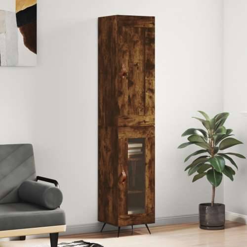 Visoka komoda dimljeni hrast 34,5x34x180cm konstruiranog drva - Dimljeni hrast 1 1 staklena vrata Cijena