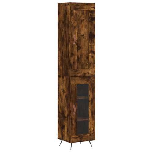 Visoka komoda dimljeni hrast 34,5x34x180cm konstruiranog drva - Dimljeni hrast 1 1 staklena vrata Cijena