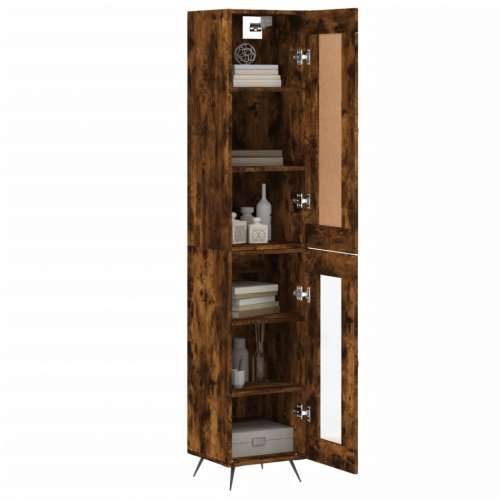 Visoka komoda dimljeni hrast 34,5x34x180cm konstruiranog drva - Dimljeni hrast 1 1 staklena vrata Cijena