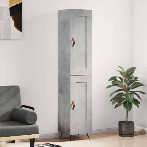 Visoka komoda siva betona 34,5x34x180 cm od konstruiranog drva - Beton siva 1 1 drvena vrata Cijena