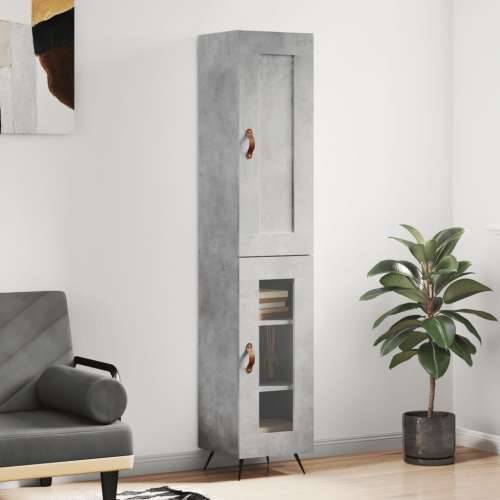 Visoka komoda siva betona 34,5x34x180 cm od konstruiranog drva - Beton siva 1 1 staklena vrata Cijena