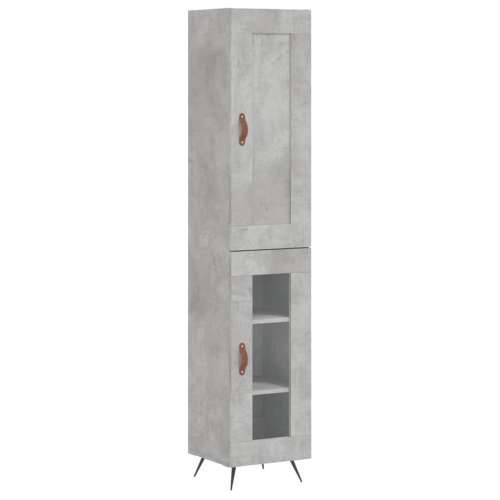 Visoka komoda siva betona 34,5x34x180 cm od konstruiranog drva - Beton siva 1 1 staklena vrata Cijena