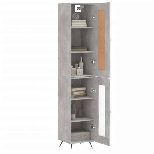 Visoka komoda siva betona 34,5x34x180 cm od konstruiranog drva - Beton siva 1 1 staklena vrata Cijena