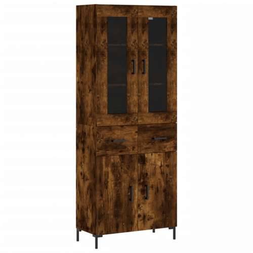 Visoka komoda dimljeni hrast 69,5x34x180 cm konstruiranog drva - Dimljeni hrast 1 2 vrata 2 ladice Cijena