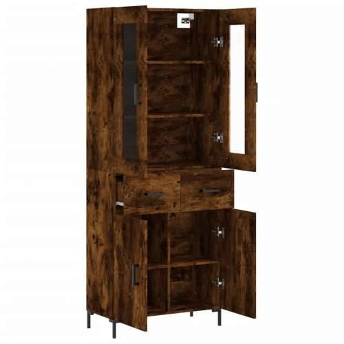 Visoka komoda dimljeni hrast 69,5x34x180 cm konstruiranog drva - Dimljeni hrast 1 2 vrata 2 ladice Cijena