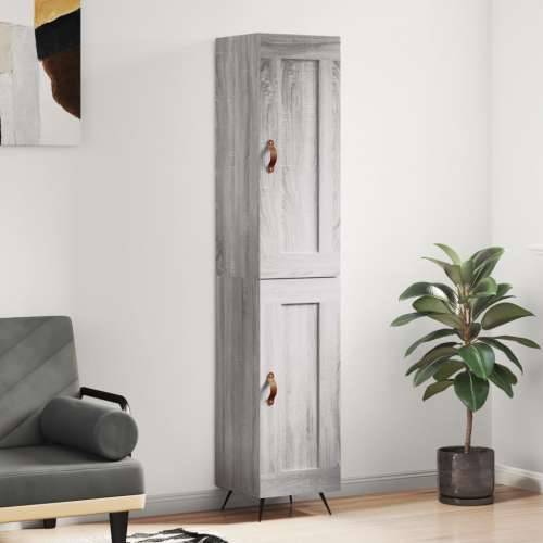 Visoka komoda siva sonome 34,5x34x180 cm od konstruiranog drva - Sivi hrast sonoma 1 1 drvena vrata Cijena
