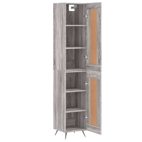 Visoka komoda siva sonome 34,5x34x180 cm od konstruiranog drva - Sivi hrast sonoma 1 1 drvena vrata Cijena