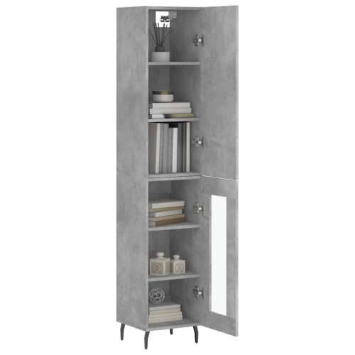 Visoka komoda siva betona 34,5x34x180 cm od konstruiranog drva - Beton siva 1 1 staklena vrata Cijena
