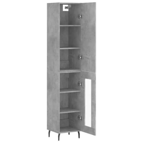 Visoka komoda siva betona 34,5x34x180 cm od konstruiranog drva - Beton siva 1 1 staklena vrata Cijena