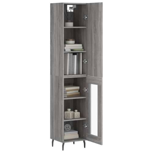 Visoka komoda siva sonome 34,5x34x180 cm od konstruiranog drva - Sivi hrast sonoma 1 1 staklena vrata Cijena