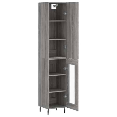 Visoka komoda siva sonome 34,5x34x180 cm od konstruiranog drva - Sivi hrast sonoma 1 1 staklena vrata Cijena