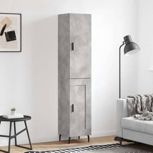 Visoka komoda siva betona 34,5x34x180 cm od konstruiranog drva - Beton siva 1 1 drvena vrata Cijena