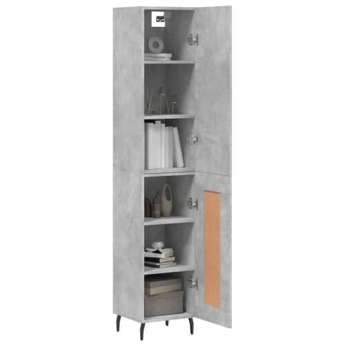 Visoka komoda siva betona 34,5x34x180 cm od konstruiranog drva - Beton siva 1 1 drvena vrata Cijena