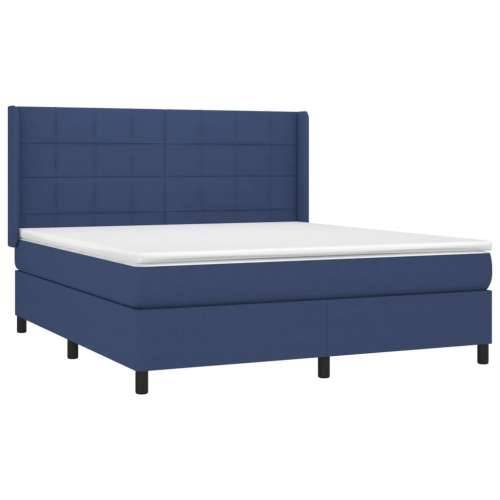 Krevet box spring s madracem LED plavi 180x200 cm od tkanine - Plava 180 x 200 cm Blok s kvadratima Cijena