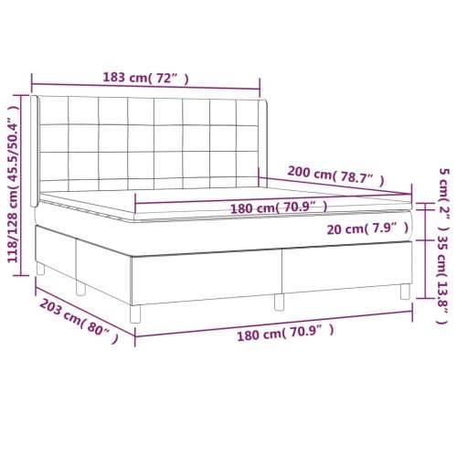 Krevet box spring s madracem LED plavi 180x200 cm od tkanine - Plava 180 x 200 cm Blok s kvadratima Cijena