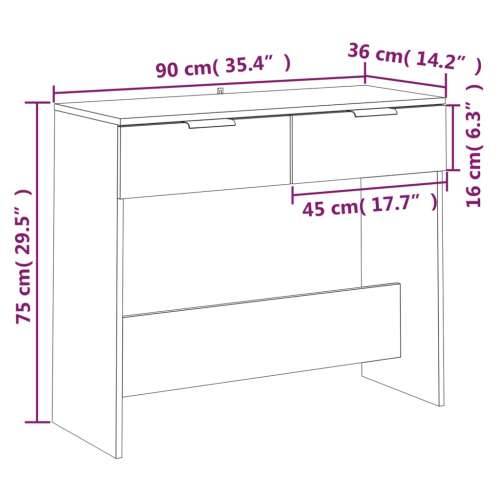 Konzolni stol crni 90 x 36 x 75 cm od konstruiranog drva - Crna 1 Cijena