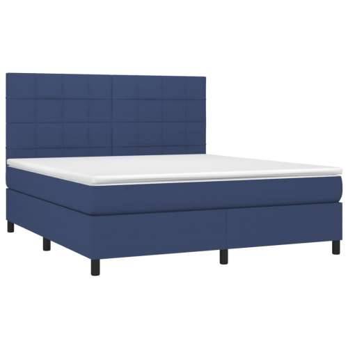 Krevet s oprugama i madracem plavi 180x200 cm od tkanine - Plava 180 x 200 cm Blok s kvadratima Cijena
