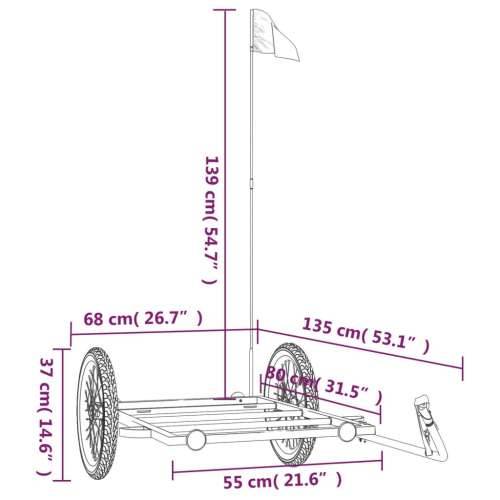 Prikolica za bicikl crna 135 x 68 x 37 cm željezna - 135 x 68 x 37 cm Cijena