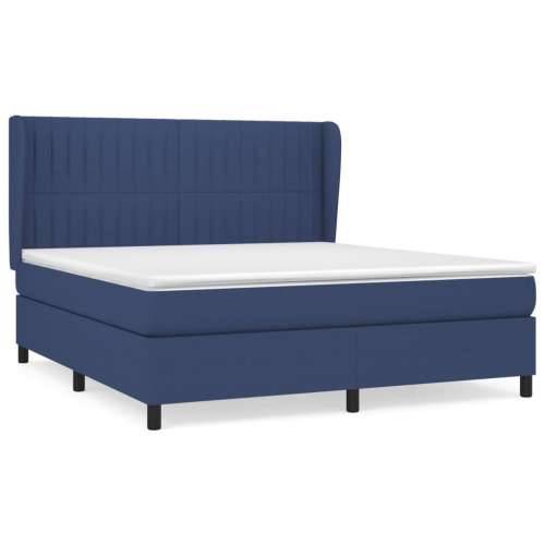Krevet s oprugama i madracem plavi 180x200 cm od tkanine - Plava 180 x 200 cm Okomite pruge Cijena
