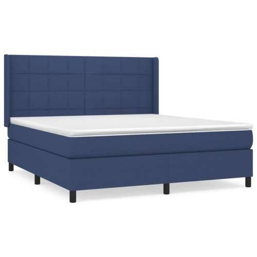 Krevet s oprugama i madracem plavi 180x200 cm od tkanine - Plava 180 x 200 cm Blok s kvadratima Cijena
