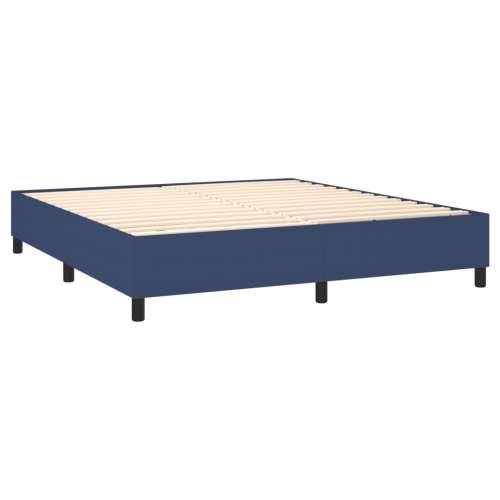 Krevet box spring s madracem LED plavi 180x200 cm od tkanine - Plava 180 x 200 cm Okomite pruge Cijena