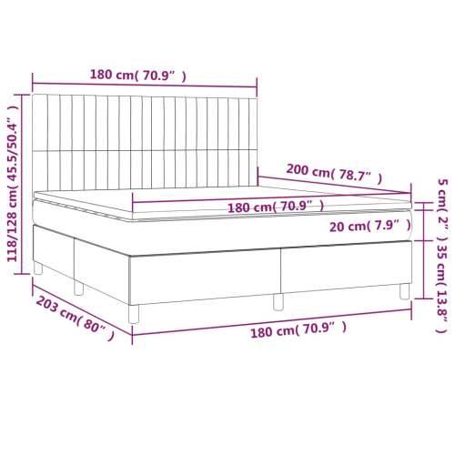 Krevet box spring s madracem LED plavi 180x200 cm od tkanine - Plava 180 x 200 cm Okomite pruge Cijena