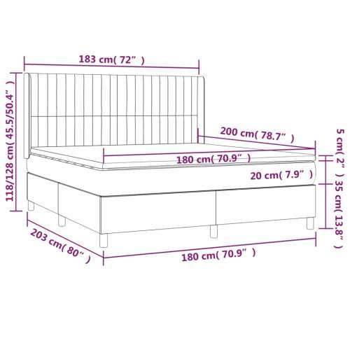 Krevet box spring s madracem LED plavi 180x200 cm od tkanine - Plava 180 x 200 cm Okomite pruge Cijena