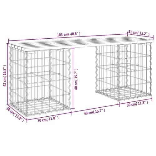 Vrtna klupa s gabionskim dizajnom 103x31x42 cm masivna borovina - Prirodna boja bora 103 x 31 x 42 cm 1 Cijena
