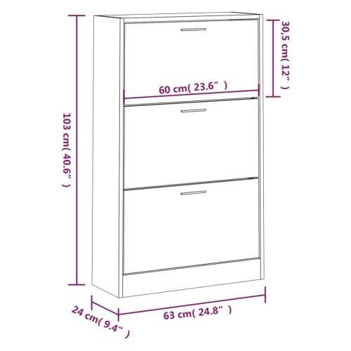 Ormarić za cipele sjajni bijeli 63x24x103 cm konstruirano drvo - Visoko sjajno bijela 1 103 cm 63 cm Cijena